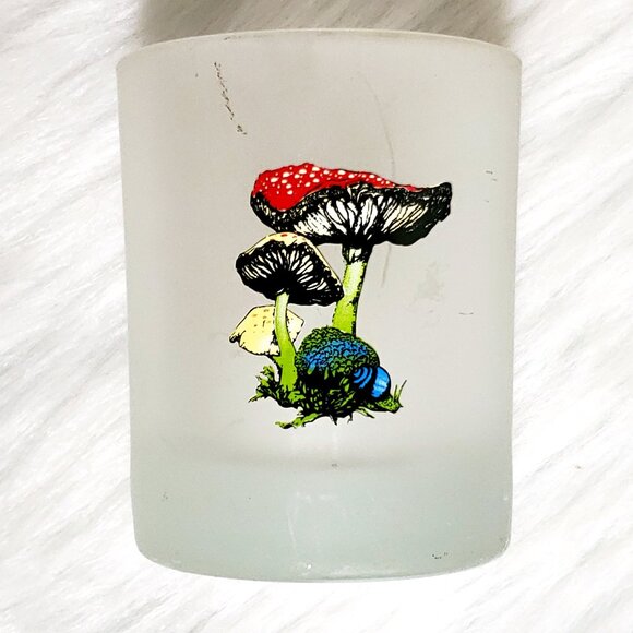 Vintage Mushroom Art Frosted Glass Tea Light Boho Natural Candle Holder - Picture 1 of 11